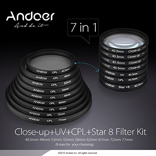 Andoer 58 mm UV + CPL + Star8 + close-up (+1 +2 +4 +10) filtro de fotografia ultravioleta circular p