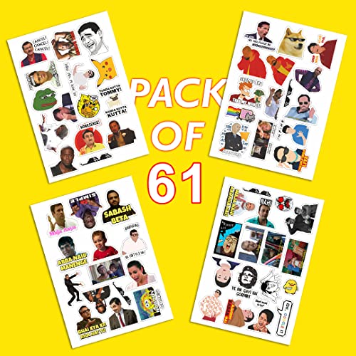 Image of CodersParadise 61-Piece Funny Meme Stickers Pack | Vinyl, Self-Adhesive Stickers for Laptop, iPhone, Water Bottles & Computer