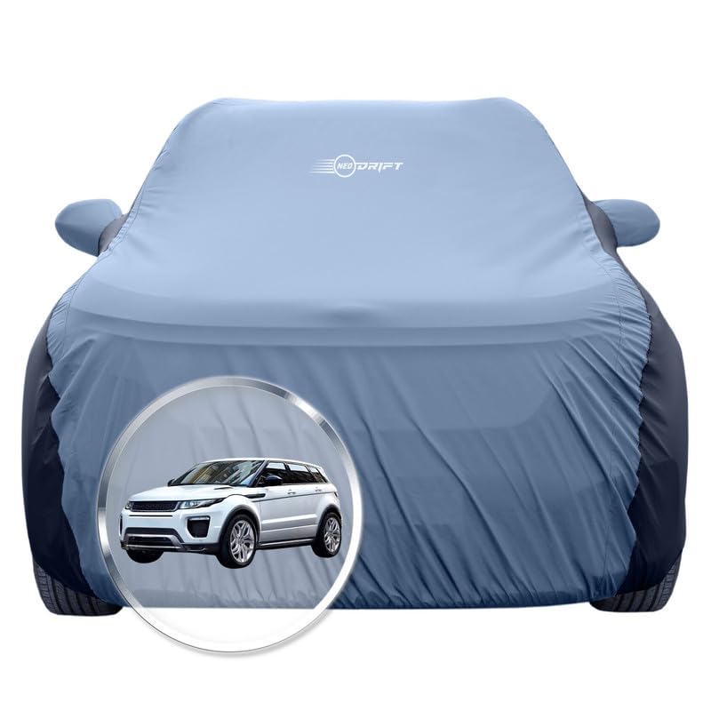Image of NEODRIFT 'SuperTech' Car Cover for Range Rover Evoque (100% Water-Resistant, All Weather Protection, Tailored Fit, Multi-Layered & Breathable Fabric) (Colour: L.Blue+Black)