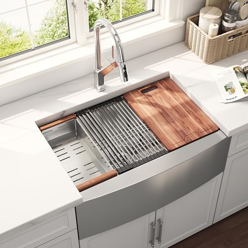 Blenzia 30 Inch Undermount Workstation Farmhouse Kitchen Sink 304 Stainless