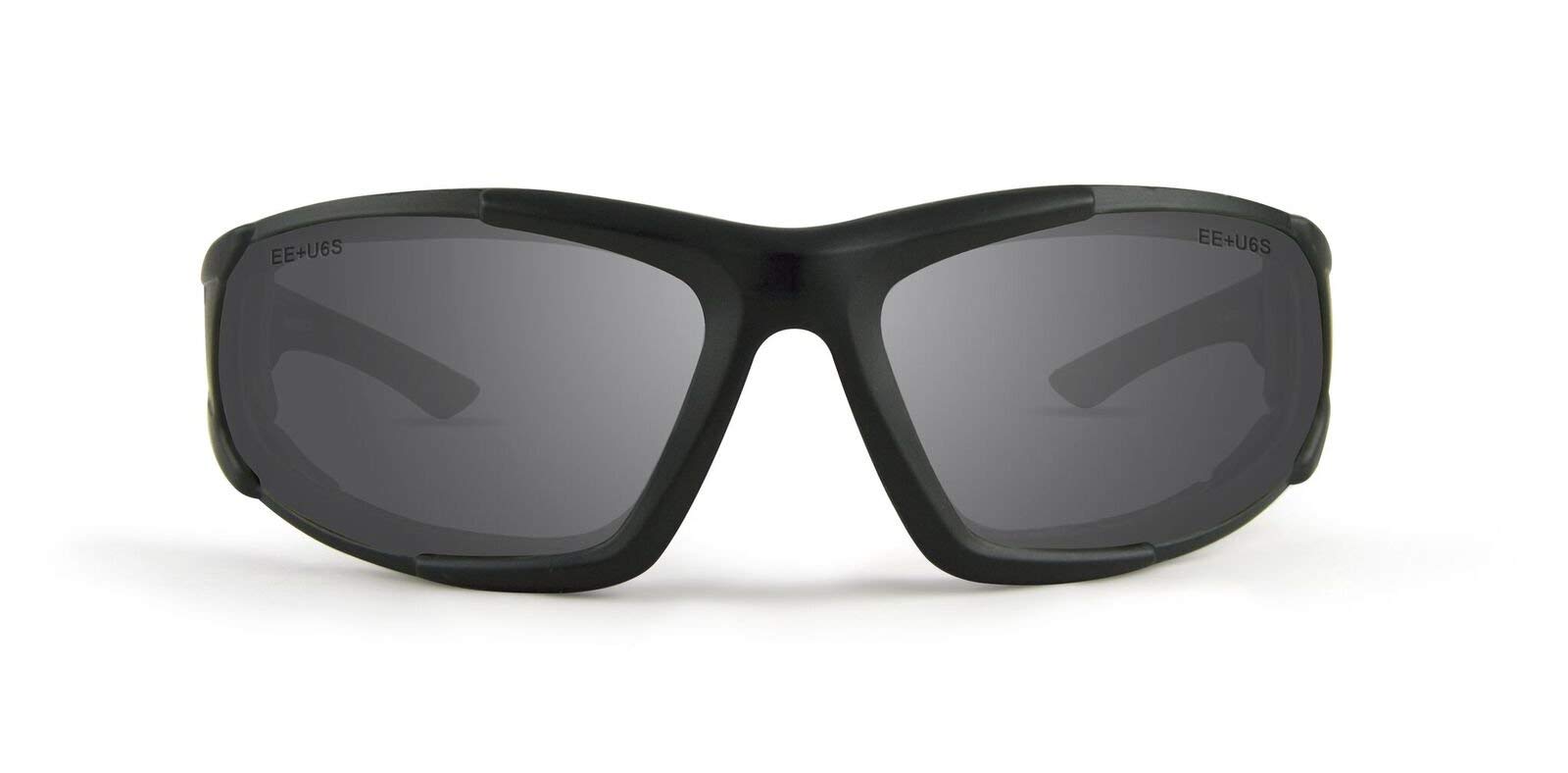 Epoch Eyewear Foam2 Padded Motorcycle Riding Sunglasses Black Frames w/Smoke Lens