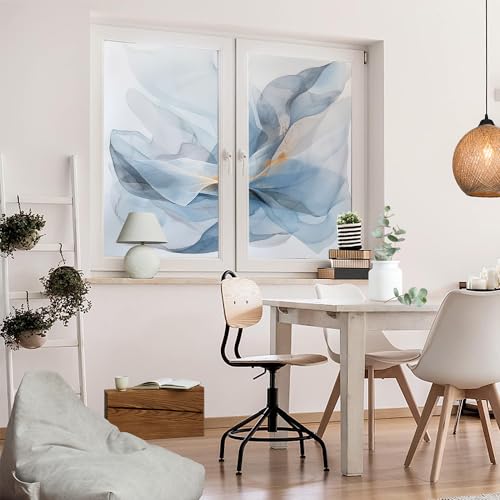 Vinilo decorativo para ventana con patrón azul y protección de privacidad miniatura 5