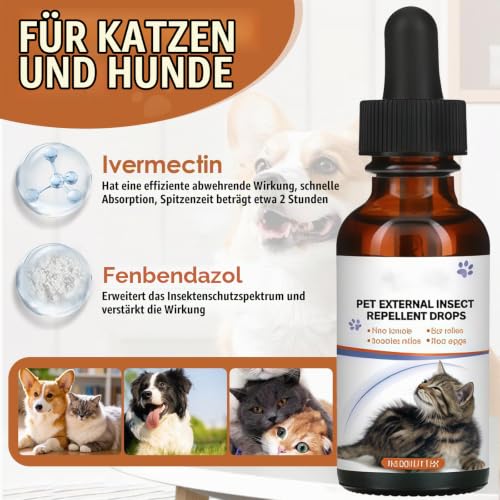 Saleependent 30ml Zeckenmittel für Hunde, Schutz für Hunde und Katzen