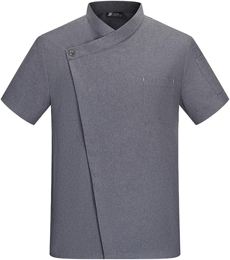 Short Sleeve Chef Coat Classic Unisex Chef Jacket with Pockets Kitchen Cook Shirt Mens Women Hotel Workwear