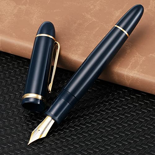 Jinhao X159 Fine Nib Fountain Pen, Dark Blue With Golden Clip Acrylic Big Size Writing Pen #TOP4