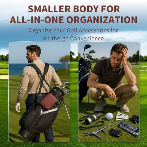 Golf Accessories Set for Men and Women, Beginner Golf Essentials Kit with Leather Case – Golf Balls, Tees, Divot Repair Tool, Cleaning Brush, Scorer, Golf Ball Clamp & Green Reader