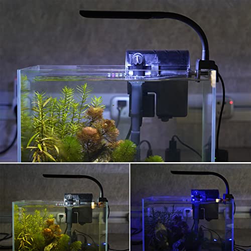 PAWHITS Aquarium Light Fish Tank Clip on Light 4 Colors 3 Lighting Modes Adjustable Brightness