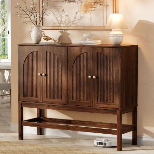 HMstone 47.2'' Fluted Sideboard Buffet Cabinet, Wooden Storage Ca...
