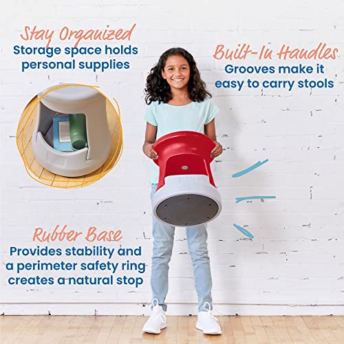 Image of ECR4Kids Active Storage Wobble Stool, 15in Seat Height, Childrens Furniture, Red /Light Grey