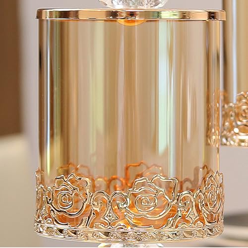 Pot en verre décoratif de salon avec couvercle et métal robuste - 4