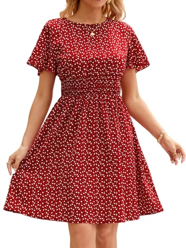 Image of Women's Elegant Floral Dress Coll. (All-Seasons) - Sleeveless /Short /Midi, V-Neck Ruffle, Fashion Casual Party Dresses
