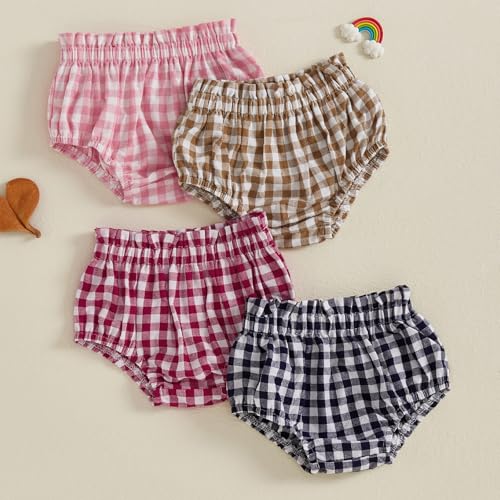 Newborn Infant Baby Girl Boy Plaid Shorts Gingham Diaper Cover Bloomers Panties Underwear Summer Outfits2