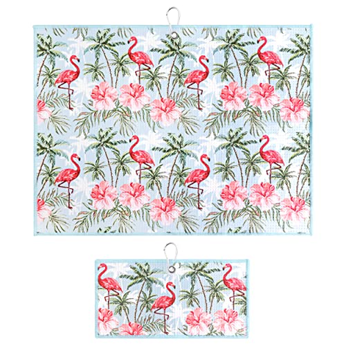 Flamingo Paradise Golf Towel With Clip For Women And Men, Microfiber Waffle And Ball Towels, Set Of 2 #TOP6