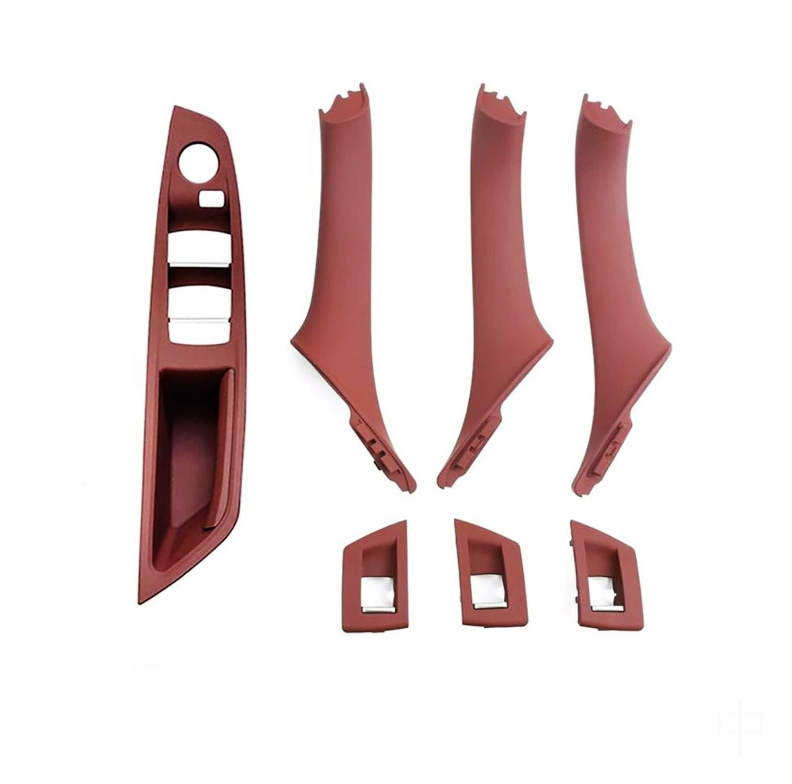BLBNEZBZTY for BMW for F10 F11 F18 2010-2017 LHD Inner Door Handle Interior Door Handle Covers(Red Brown Lhd 6pcs)