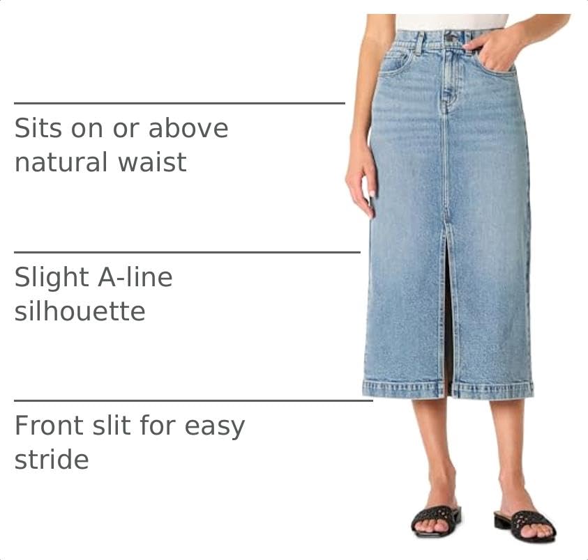 Image of Amazon Essentials Women's Regular-Fit High-Rise Long Jean Skirt with Slight A-line Silhouette, 5 Pocket Styling