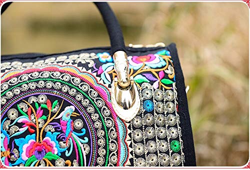 Surrylake Embroidered Ethnic Tote Bag Casual Shoulder Bag Multicolor Boho Handbags Vintage Crossbody Bag For Women #TOP6