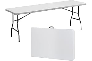 8' Folding Table - Portable Fold-in-Half Plastic Dining Picnic Party Table
