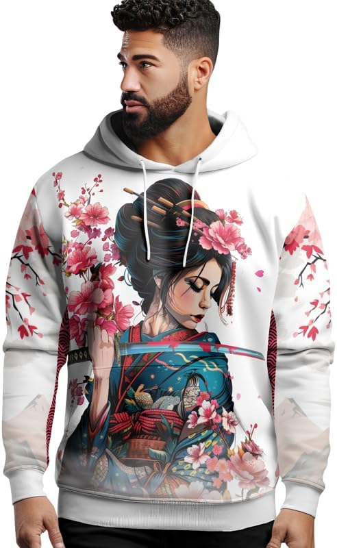 Samurai Mens Hooded Sweatshirt 3D Printed Graphic Pullover Streetwear Hoodies for Men and Women