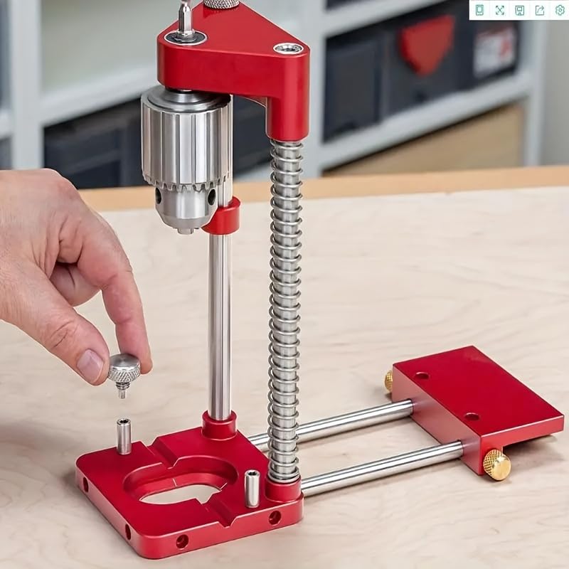 Woodworking Drill Punch Locator Portable Auto Line Press Drill Guide for Straight Holes Hole Jig Woodworking DIY Bench Press Machine Adjustable Drilling Tool with Versatile Base and Fence System
