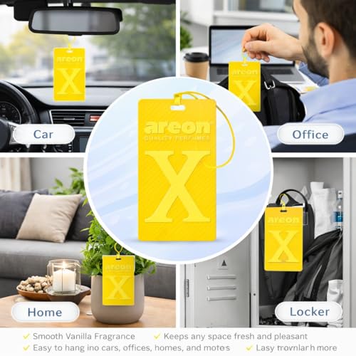 Image of AREON X Version Vanilla Hanging Best Car Air Freshener - Long Lasting Scent for Car or Home - Long Lasting, Fresh, Luxurious Scent