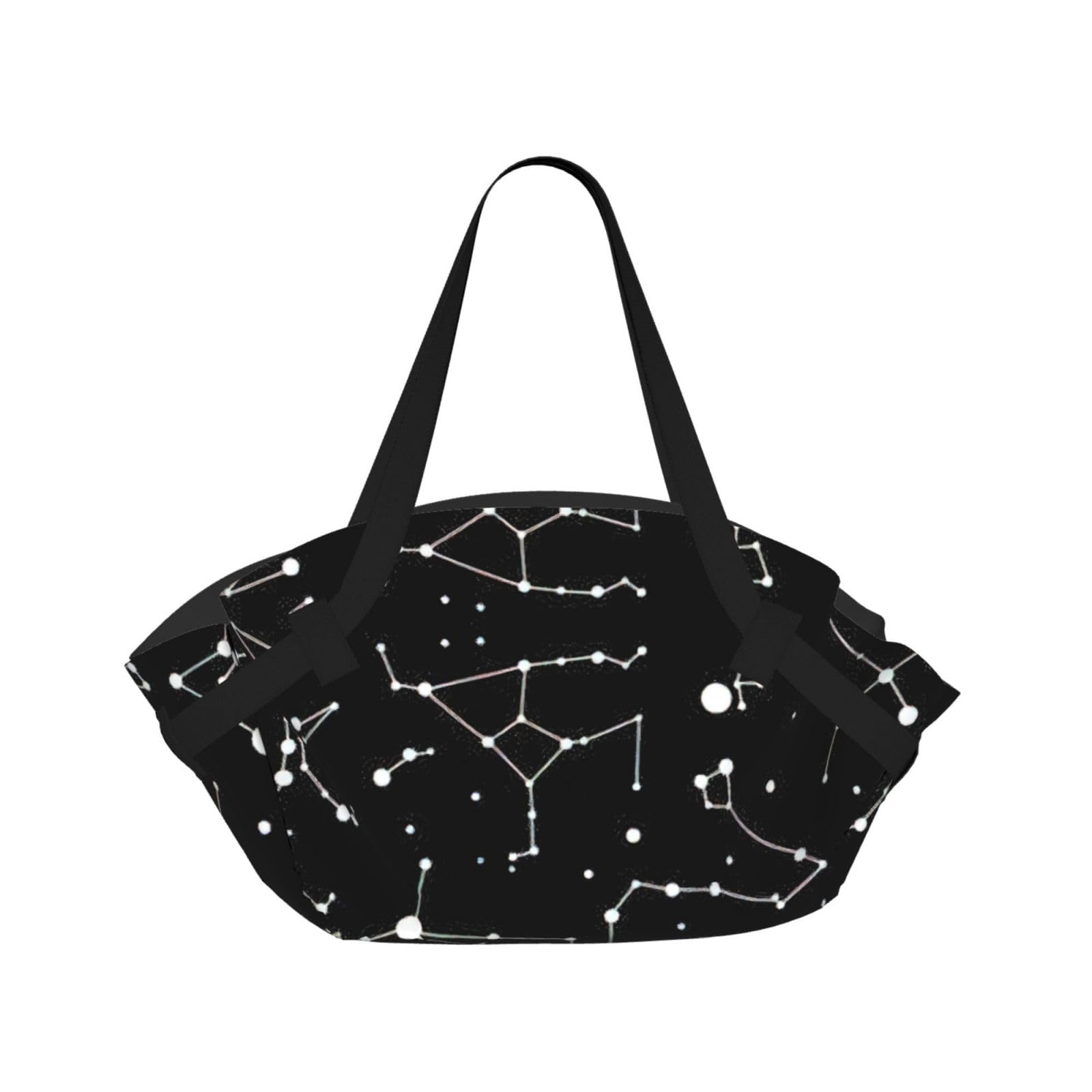 KAPPTYY Starry divination constellation Printed Outdoor Picnic Mat and Handbag, Portable Round 37in Foldable for Park Lawn Family Day