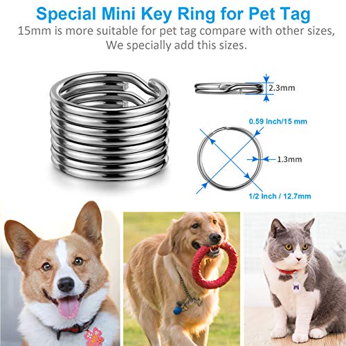 Yhyz Split Key Ring Circle Assorted, Metal Round Keyring Durable In 5 Sizes (Small 1/2 Inch, 3/4 Inch,1 Inch, 1.25 Inch, Large 1.38 Inch ), For Dog Pet Collar Diy Tag Jewelry Car Key (Round) #TOP5