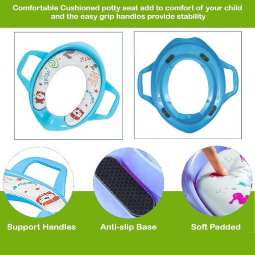 Image of Safe-O-Kid Potty Training Combo | 1 Cushioned Potty Seat, 1 Baby Shampoo Hat & 1 Baby Hooded Bath Towel | Toilet Training & Bath Essentials Kit for Babies & Toddlers - Assorted