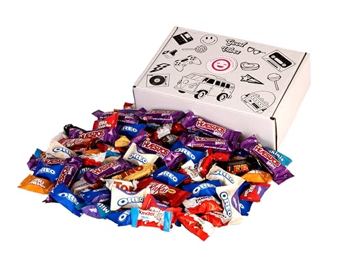 Caja chocolatinas – Surtido de 105 mini chocolates variados, chocolatinas mini de marcas populares, envueltos individualmente, ideal para cumpleaños, oficina y eventos