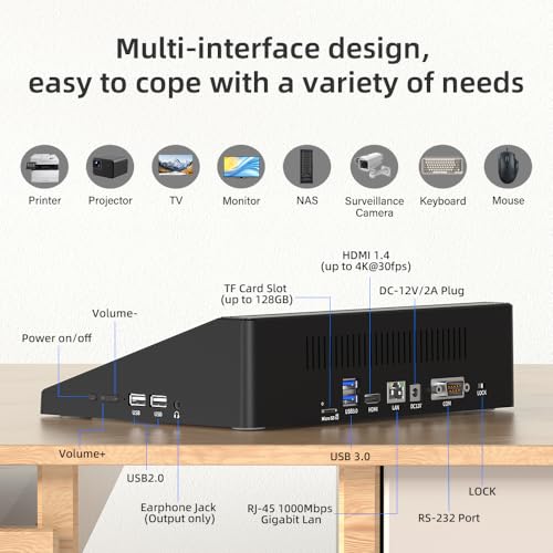 Image of 10.1 inch Industrial Touchscreen Mini PC with Battery, Win 10 Mini-Desktop J3455 4GB RAM, 64GB ROM eMMC, 4K Display Output HDMI 1.4, RS232 Dual-Band WiFi 5 for POS, Kiosk, Digital Signage