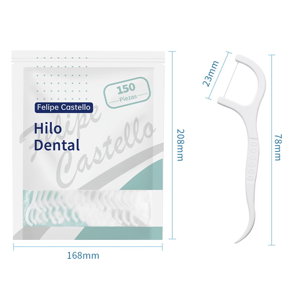 150 unidades de palillos con hilo dental by Felipe Castello, horquilla interdental con estuche higiénico y portátil, cuidado dental para toda la familia. — view 5