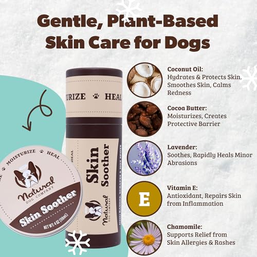 Natural Dog Company Skin Soother Balm for Dogs – 1oz Tin All Natural Hot Spot & Rash Relief – Organic Itchy Skin Soothing Moisturizer for Dry, Red, Crusty Skin – Lick-Safe Dog Balm, Made in USA