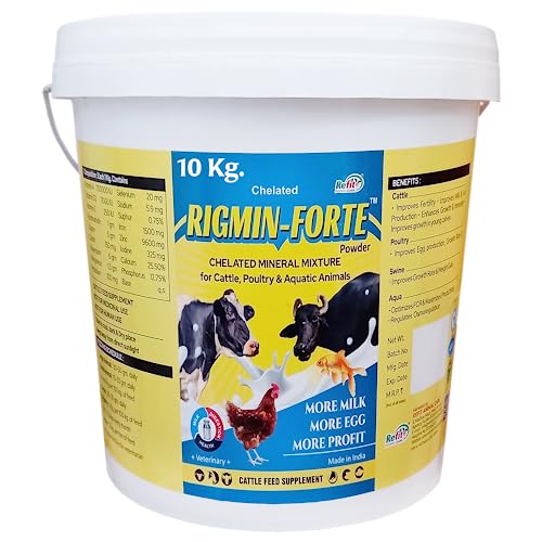 Image of REFIT ANIMAL CARE Chelated Mineral Mixture for Cow, Cattle, Buffalo, Goat, Chicken, Broilers, Poultry and Other Livestock Animals, 10 kg, Rigmin Forte