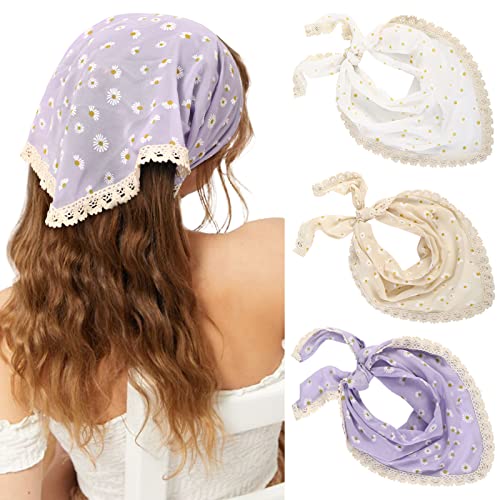 Molans Headband, Chiffon Scarf Headbands - Floral Hair Kerchief Print Hair Scarves for Women, Lace...
