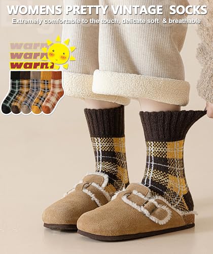 Image of IIG 3-5 Pairs Womens Super Thick Warm Winter Crew Socks Cute Fashion Knit Cozy Socks Gifts for Women