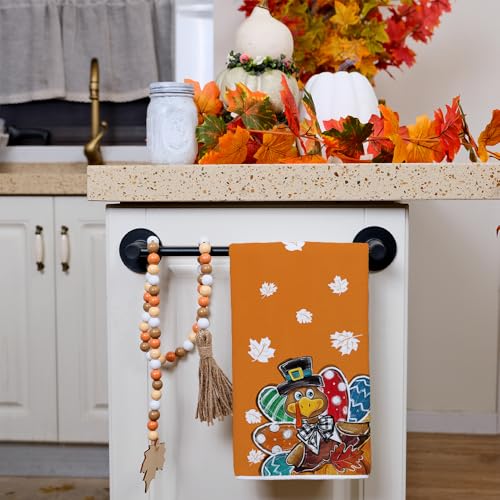 Arkeny AD375 Turkey Pumpkin Thanksgiving Kitchen Towels,Orange Maple Leaves Thankful Sign Autumn Dish Towels 18X26 Inch Set Of 2,Farmhouse Home Seasonal Harvest Vintage Decorations Ad375 thumb #3