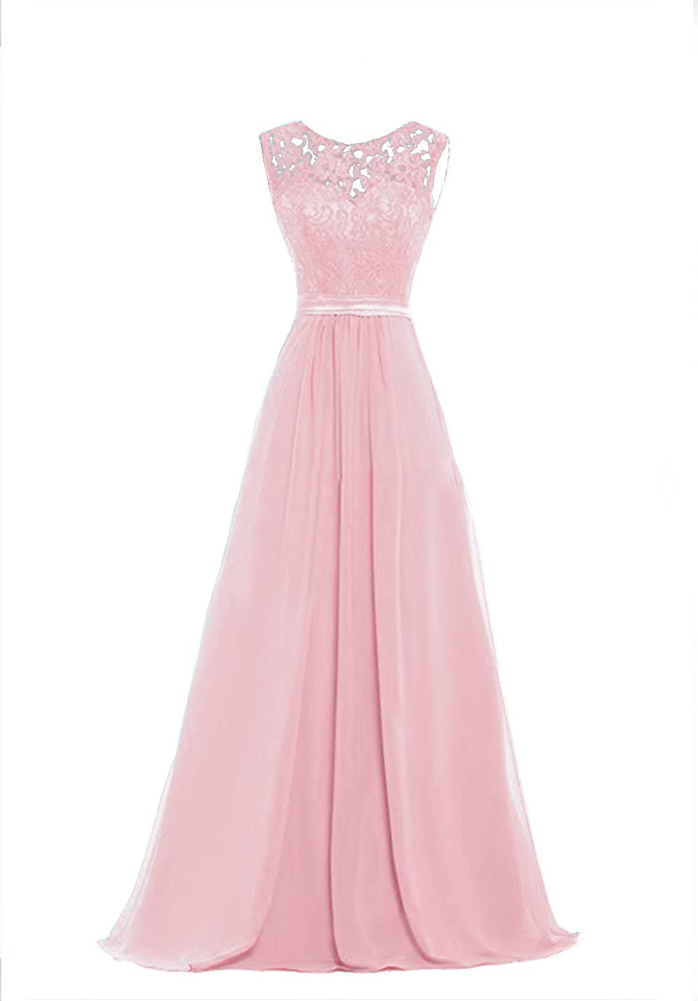 Lecureler Illusion Lace Prom Bridesmaid Dress Baby Pink Size 12