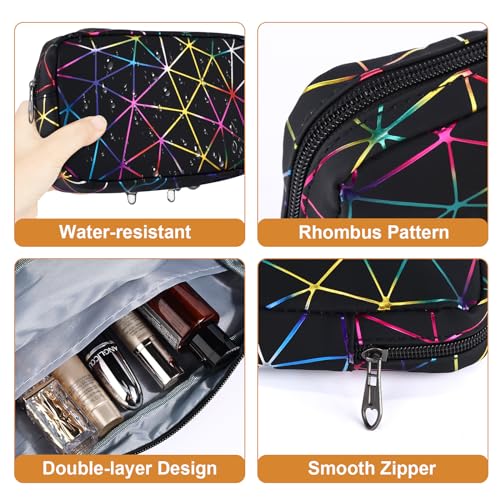 Image of Likesing Period Bag for Girls Womens, Leather Sanitary Napkin Storage Bag, Portable Menstrual Pad Bag Period Pads Pouch, Small Make Up Bags(Colorful Black)