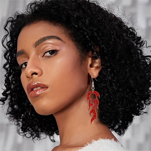 coadipress Transparent Acrylic Flame Earrings for Women Unique Gothic Fire Dangle Earrings Punk Rock Hip Hop Fire Element Earrings Multicolor Neon Flames Hook Earrings Halloween Cosplay Accessories2