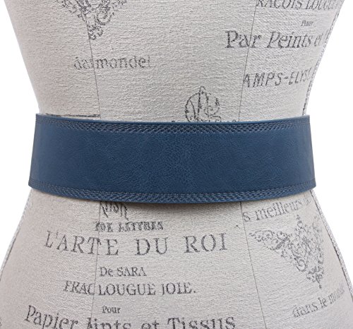 beltiscool Women's 2 1/4" Wide High Waist Stitch Rectangular Leather Belt3