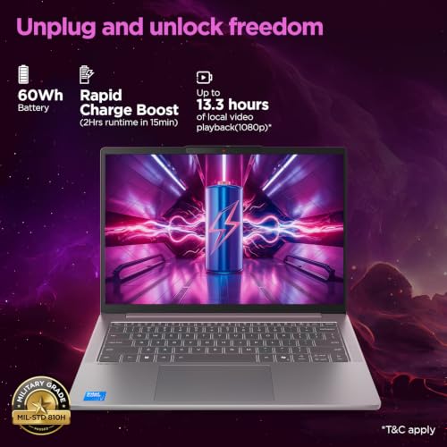 Image of Lenovo IdeaPad Slim 5 Intel Core Ultra 9 185H (16GB RAM /512GB SSD /WUXGA OLED /14 inch (35.56cm) /Windows 11 /Microsoft 365 Basic + Office Home 2024 /Backlit Keyboard /Metal Body /Grey /1.39Kg), 83V6005LIN
