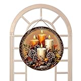 Holz-Türschild, Weihnachtsdekoration, Tannenzapfen, Willkommensaufhänger, saisonale Dekoration, für Eingang, Bauernhauswand, saisonaler -Stil, 20 x 20 x 0,3 cm, 1 Stück
