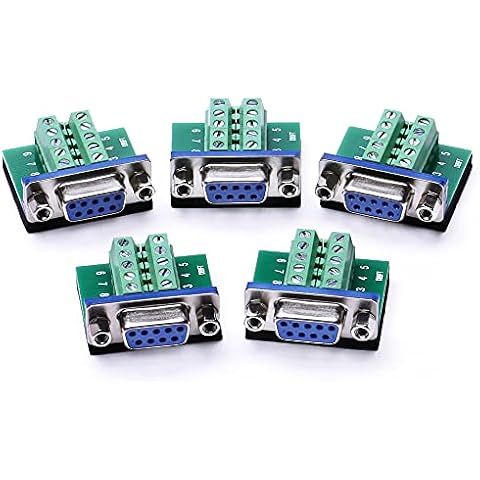 DB9 Breakout Board DB9 RS232 Serial Female to Terminal Block 10P Adapter 5 Pack Cover