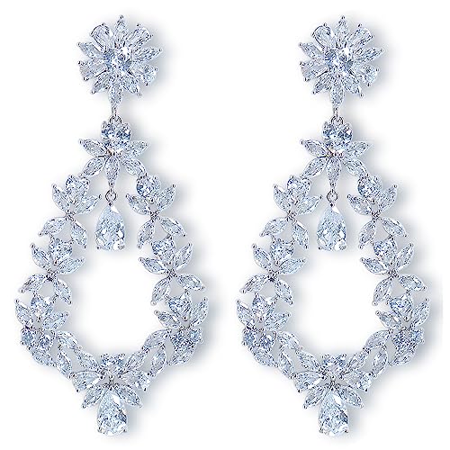 Wedding Dangle Earrings, Beusoulover Bridal Drop Earrings for Women with Cubic Zirconia Platinum Plated Silver Super Stunning Jewelry for Brides and Bridesmaids, Women, Party, Prom, Gife, Homecoming