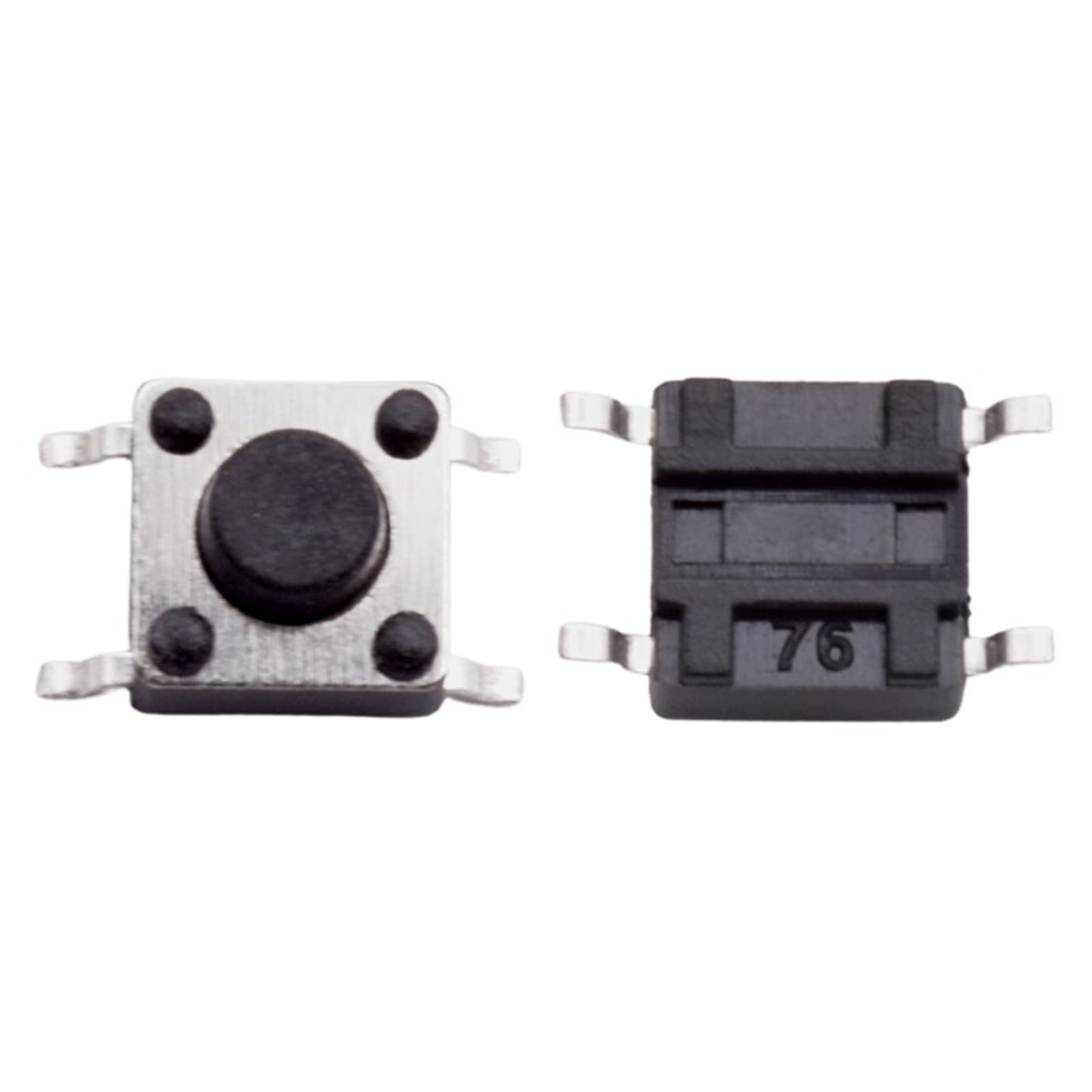 JFQOWCMP 50pcs Micro SMD Tactile Tact Push Button Switch 4 Pins On Off Momentary Reset 6x6 12V Black Electronic Set H=4.3/5/6/7/8/9/10mm(H7.0mm 50pcs)