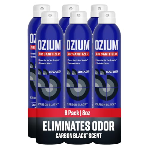 Image of Ozium 8 Oz. Air Sanitizer Spray | Room Odor Eliminator for Home, Car, and Office, Carbon Black Scent, 6 Pack