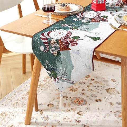 Gukasxi Christmas Snowman Table Runner Cover