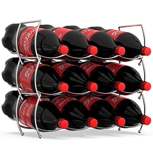 MOCREO Wine Rack, 3-Tier 12 Bottles Stackable Cabinet Wine Organizer Storage Rack for Pantry Holder, Metal
