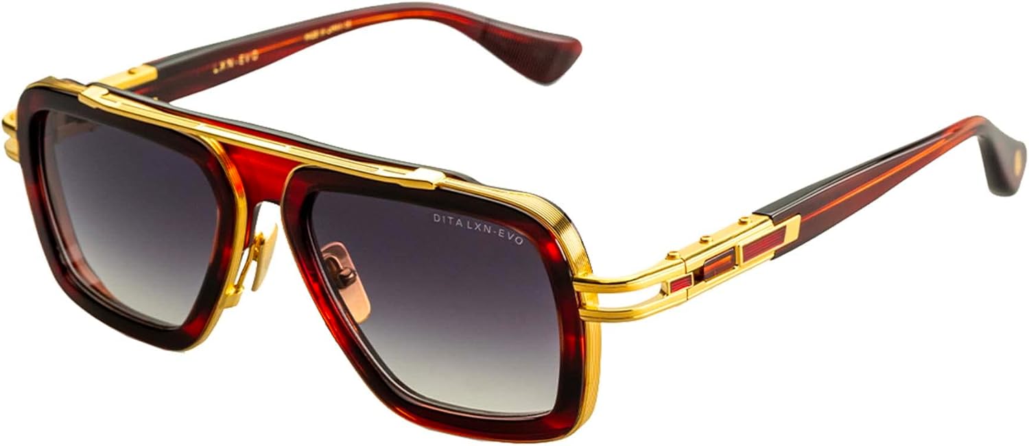 Dita LXN-EVO DT DTS403 A-04 Sienna Blaze/Yellow Gold Metal Navigator Sunglasses Grey Gradient Lens