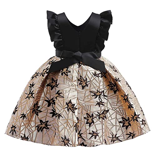 Vestido para meninas grandes, vestido infantil jacquard vermelho preto, vestido de princesa plissado
