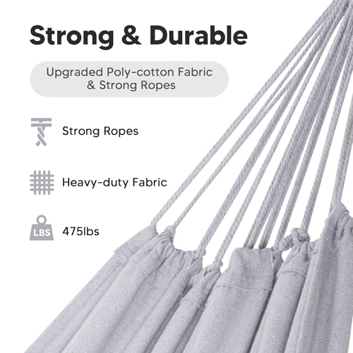 Image of SUNCREAT Medium Size Tree Hammocks for Outside, Patio Hammock Without Stand, Light Gray